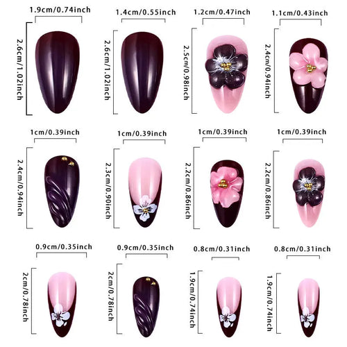 6 Variant 24PCS Floral Style Press-Ons